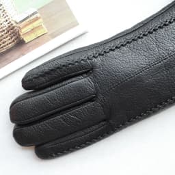 New Women's Black Deerskin Gloves Thick Wool Lining Winter Warm Genuine Leather Gloves Two Styles