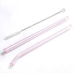 2Pcs Colorful Drinking Straws High Borosilicate Glass Straw Reusable Straws for Smoothies Juice Milkshake Coffee Cocktail Straw
