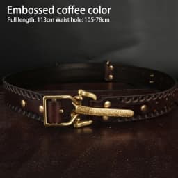 Cavalry Belt Genuine Leather Men's High Quality Belts 3.8cm Pure Handmade Belt Solid Vintage Embossed Brass Belt Buckle