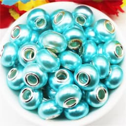 10Pcs Pink Color Smooth Surface European Resin Murano Large Hole Spacer Beads Charms for Bracelet DIY Craft Bracelet Necklace
