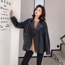 Nerazzurri Autumn White Black Soft Pu Leather Jackets for Women Long Sleeve Zipper Loose Spring Faux Leather Biker Jacket Women