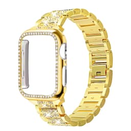 Case+Bling Strap for Apple Watch Band 40mm 44mm 41mm 45mm 38mm 42mm 40 mm Diamond Metal Bracelet iWatch Series 9 8 3 6 se 7 Band