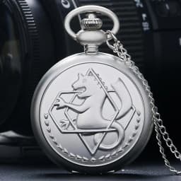 High Quality Full Metal Alchemist Silver Watch Pendant Men's Quartz Pocket Watches Japan Anime Necklace Gift Reloj De Bolsillo