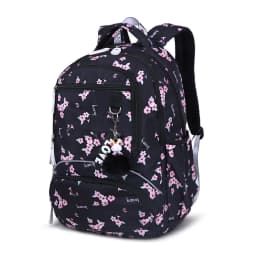 Cherry blossoms elementary school backpack for girls black pink floral bookbag fashion school bags for girls cute flower bookbag