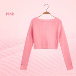 Girls Ballet Dance Sweater Elastic Flat Shoulder Sweater Teen Children Autumn Winter Dance Pullovers Long Sleeve Knitwear