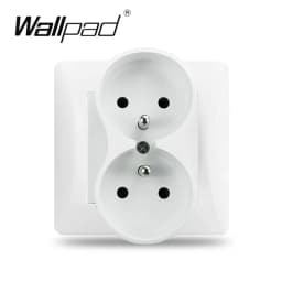 White Single Frame 16A Double French Socket 86*86mm Wallpad EU Style Wall Plug Power Outlet with Claws for Poland Belgium