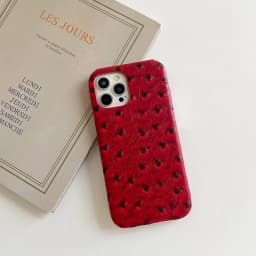 Luxury Ostrich Pattern Phone Case For iPhone Air 17 Pro 16 15 14 13 12 11 17Pro Max PU Leather Hard Shockproof Cover