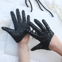 Sunscreen Gloves Women's Single Genuine Leather Half-palm Gloves Real Sheepskin Stage Show Driving gloves No Lining