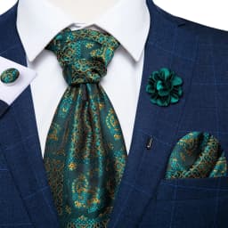 Classic Wedding Ascot Tie For Men Yellow Gold Red Paisley Floral Scarf Neck Tie Brooch Pin Set Cravat Ascot Tie For Banquet