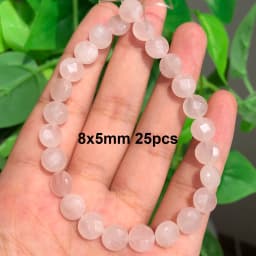 Natural Rose Quartz Beads Matte Pink Crystal Heart Faceted Round Loose Stone Beads for Jewelry Making DIY Handmade Bracelet