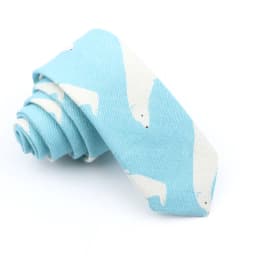 High Quality Cute Linen Cartoon Tie For Men Cat Polar Bear Watermelon Waves Printed Funny Gift Animal Narrow Striped Slim Cravat