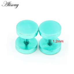 Alisouy 2pcs Gothic Stainless Steel Barbell Round Stud Earrings For Women Men Dumbbell Pierceing Earrings Punk Fashion Jewelry