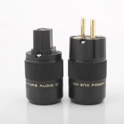 24K Gold Plated Schuko EU Power Plug IEC C13 Connector High End HIFI Audio AC Mains Plug Brass For Amplifier DAC