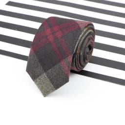 Men's Business Diamond Check Tie Artificial Wool Cotton Dark Color Tie Striped Black Grey Necktie For Daily Accessory Paty Gift