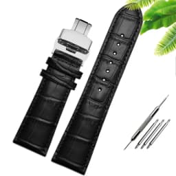 23mm 24mm 26mm 28mm big width-black brownButterfly clasp Mens Alligator Genuine Leather Watch-Strap Band bracelets free shipping