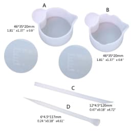 4Pcs Reusable Washable Silicone Resin Kit Mixing Measuring Divided Cups Tools Kit Sticks Spoon UV Epoxy Resin Jewelry Tools