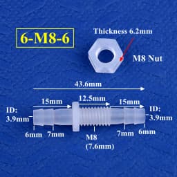 5~200Pcs M6~M10 Thread Hex Nut To 3~8mm PP Pagoda Direct Connectors Aquarium Tank Air Pump Adapter Irrigation System Hose Joints