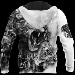 White Lion Tattoo 3D All Over Printed Men Autumn Hoodie Unisex Hooded Sweatshirt Zip Pullover Casual Streetwear KJ473
