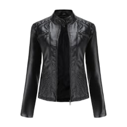Spring New Casual Women Leather Jacket Stand Collar Slim Fit Short PU Leather Coat Solid Classic Female Outerwear