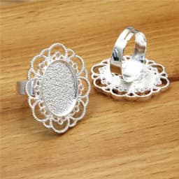 Fit 13*18mm 18*25mm Oval Cabochons Ring Blank Setting Bezel Base For DIY Making Accessories Pattern Glass 10pcs K06156