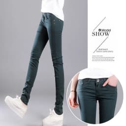 Women Color Pants Super Comfy Stretch Pull-On Classic Skinny Pants Ease Into Comfort Stretch Slim Pencil Trousers with Pocket