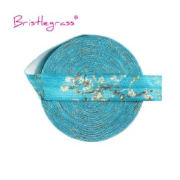 BRISTLEGRASS 2 Yard 5/8" 15mm Fox Dog Cat Rose Flower Floral Print FOE Fold Over Elastic Spandex Band Hair Tie Dress Sewing Trim