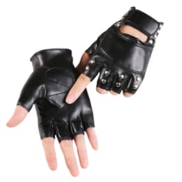New Women Rivet Stage Performance Punk Sexy Half Finger Leather Gloves Nightclub Queen Female Personality Hip Hop Dance