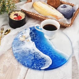 Silicone Round Tray Fruit Plate Mold Handcrafted Mirror Resin Mold Crystal Table Plate Decoration Silicone Mold For Resin