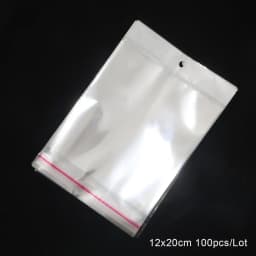 100pcs Transparent Self Adhesive Plastic Storage Bag OPP Poly Pack Bag With Hang Hole Retail Packaging Pouches Beads Jewelry Bag