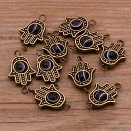10PCS 13*22mm Fatima Hamsa Hand 10 Color Evil Eye Spacer Bead Connector For DIY Bracelets Necklace Jewelry Handmade Making