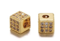 6*6mm Cube micro pave cz cubic zirconia spacer beads Brass Metal Crystal bracelet necklace for DIY making fhh3453