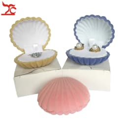 Bulk Sale 10Pcs Cute Shell Shape Velvet Earring Case Engagement Party Necklace Pendant Jewelry Display Storage Wedding Gift Box