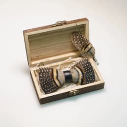 EASTEPIC Handmade Feather Bow Tie Brooch Wooden Box Set Men's Exquisite Accessories for Wedding Party Birthday Gift Necktie