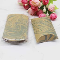 12/50pcs Beautiful Flower Pattern Pillow Shape Paper & Kraft Wedding Candy & Birthday Gift Storage Box Size 20X55X80mm