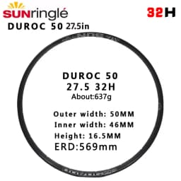 Sunringle DUROC Rims 30 35 37 40 42 50 Mtb Rims 27.5/29 Inch Mountain Tubeless Soldering Rim 28/32H Hoops Width Aluminium Rims