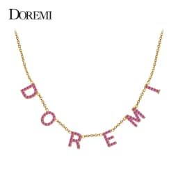 DOREMI 9mm 5color Personalized Custom CZ Stone Crystal Name Necklace for Woemn Choker chain Letter Necklaces Custom Jewelry Gift