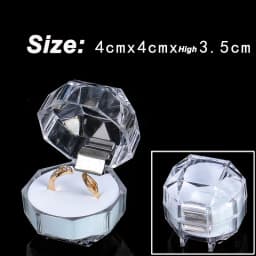 Transparent Diamond Wedding Engagement Ring Box Octagon Container Propose Marriage Rings Display Carrying Case Storage