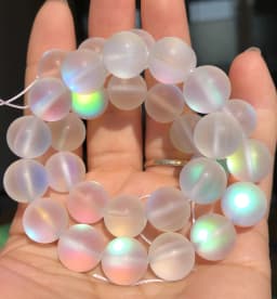 Matte Austria White Pink Crystal MoonStone Glitter Round Natural Loose Bead For Jewelry Making Diy Bracelet Necklace 6 8 10 mm