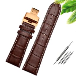23mm 24mm 26mm 28mm big width-black brownButterfly clasp Mens Alligator Genuine Leather Watch-Strap Band bracelets free shipping