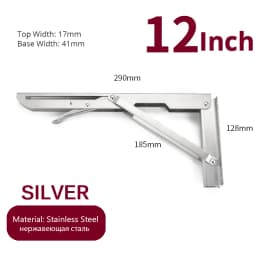 NAIERDI 2PCS 8-20inch Stainless Steel Folding Angle Bracket White Black Iron Triangle Wall Mount Bracket For Shelf Bench Table