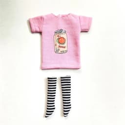 2pcs/Set of Blyth Clothes, Beautiful Print Short T-Shirt + Striped Socks, Can Be Used for 1/6 Doll Accessories