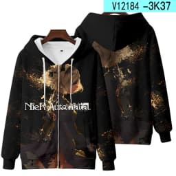 Game NieR Automata 2B YoRHa No. 2 Type B 9S YoRHa No. 9 Type S Cosplay Costume 3D Sweatshirt Men Zipper Hoodies Outwear Coat