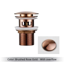 Smesiteli Bathroom Bath Pop Up Drain Stopper Rose Gold Polished Anti-Corrosion Durable With OverFlow Hole Basin Sewer Plug