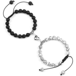 Hot Couple Distance Bracelets 2pcs/set Natural Stone Beads Braided Bracelet Lovers Heart Magnet Adjustable Bangle Friend Jewelry
