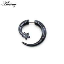 Alisouy 2pc 16G Fake Cheater Ear Plug Gauge Gray Black Color Acrylic Flesh Earring Wing Heart Spiral Shape Body Piercing Jewelry