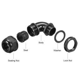 Uxcell 2 Pcs M16 M20 M25 M32 Cable Gland 90 Degree Waterproof Joint for 4-7mm 6-10mm 6-11mm 9-14mm13-18mm Dia Cable Black