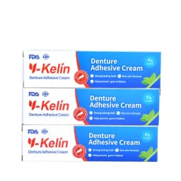 Y-Kelin Denture Adhesive Cream 3/4/6 Pack Original Formula Zinc Free Extra Strong Hold For Upper Lower or Partials All Day