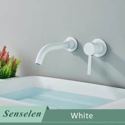 Bathroom Basin Faucet Brushed Golden Concealed Wall Mounted Faucet Tap 360 Rotation Single Handle Hot Cold Water Bath Mixer Tap