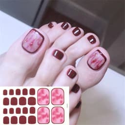 22Tips/Sheet Nail Sticker Adhesive Toenail Art Polish Tips French Glitter Sequins Nail Wraps Strips Easy Toenail Sticker