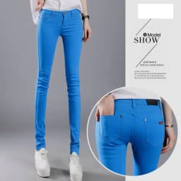 Women Color Pants Super Comfy Stretch Pull-On Classic Skinny Pants Ease Into Comfort Stretch Slim Pencil Trousers with Pocket